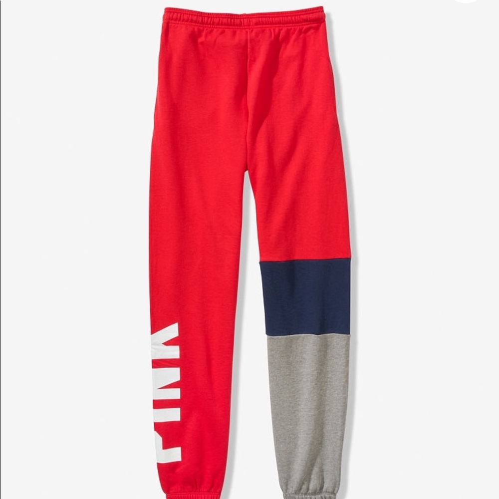 NEW!! VS PINK Color Block Campus Sweatpants - Picture 2 of 3